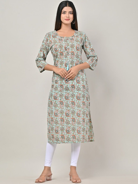 

Swasti Women Green Floral Printed Floral Kurta