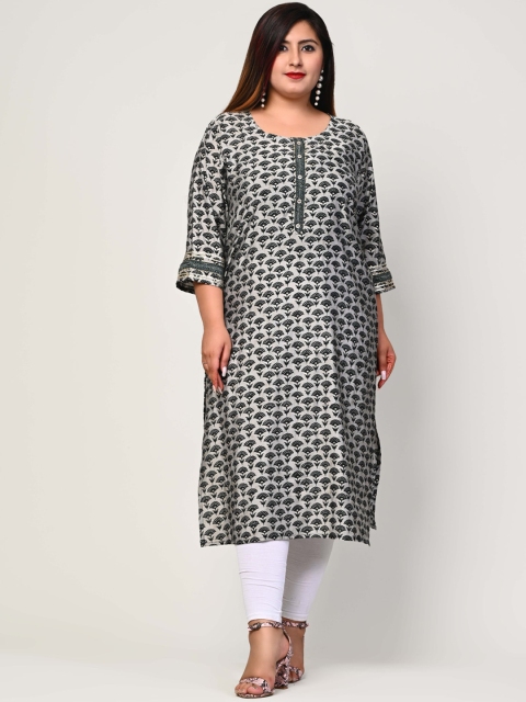 

Swasti Women Green Geometric Printed Floral Kurta