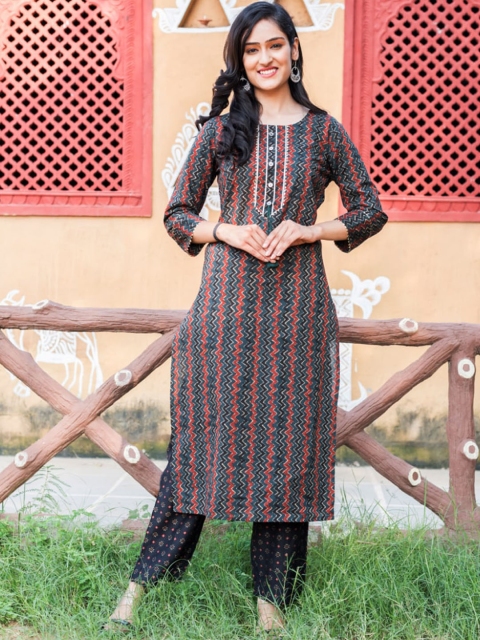 

Swasti Women Green Printed Floral Kurta