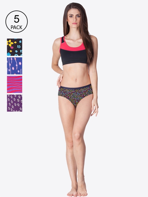 

LYRA Women Pack Of 5 Assorted Cotton Basic Briefs