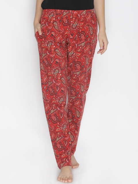 

LYRA Women Maroon Printed Pure Cotton Lounge Pants