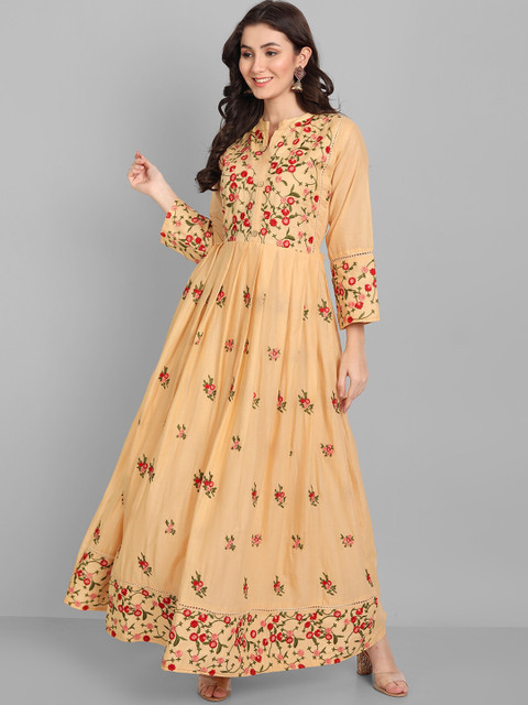 

Pakiza Women Peach-Coloured Ethnic Motifs Printed Floral Anarkali Kurta