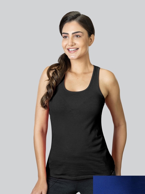 

LYRA Pack of 2 Tank Pure Cotton Top, Black