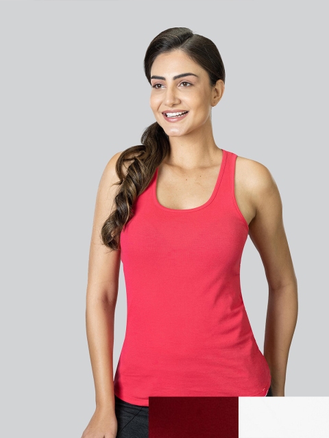 

LYRA Pack of 3 Tank Pure Cotton Top, Coral