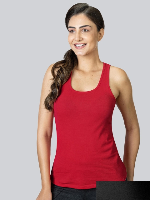 

LYRA Pack of 2 Tank Pure Cotton Top, Red