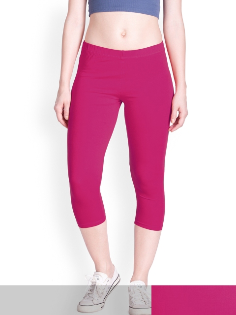 

LYRA Women Pink Solid Cotton Regular Fit Capris