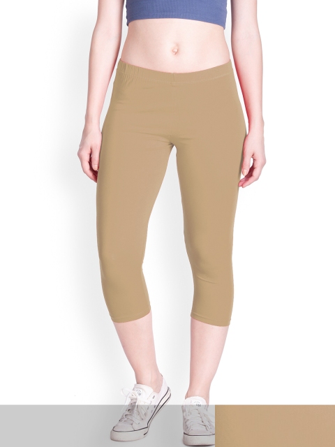 

LYRA Women Beige Solid Cotton Regular Fit Capris
