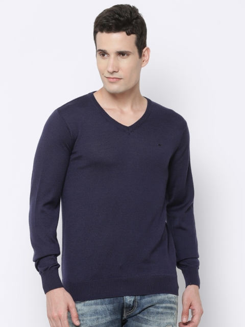 

Louis Philippe Men Navy Solid Sweater, Navy blue