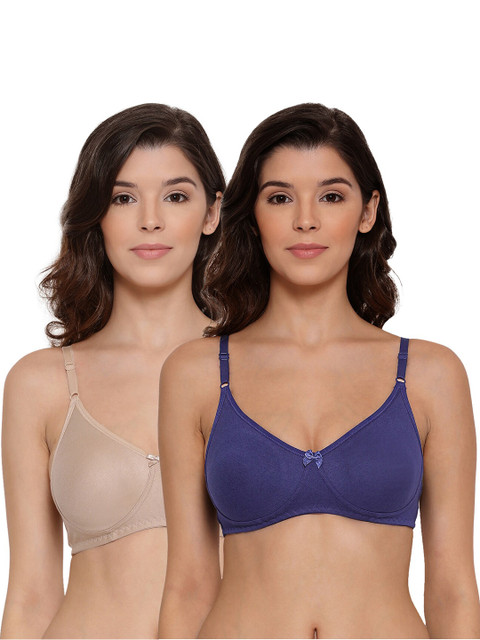 

LYRA Pack of 2 Beige & Blue Cotton Lightly Padded Bra LYRA_BRA_511_SKN_RBLU_30B_2PC