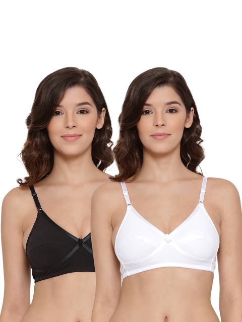 

LYRA Pack of 2 White & Black Cotton Lightly Padded Bra LYRA_BRA_502_WH_BL_30B_2PC