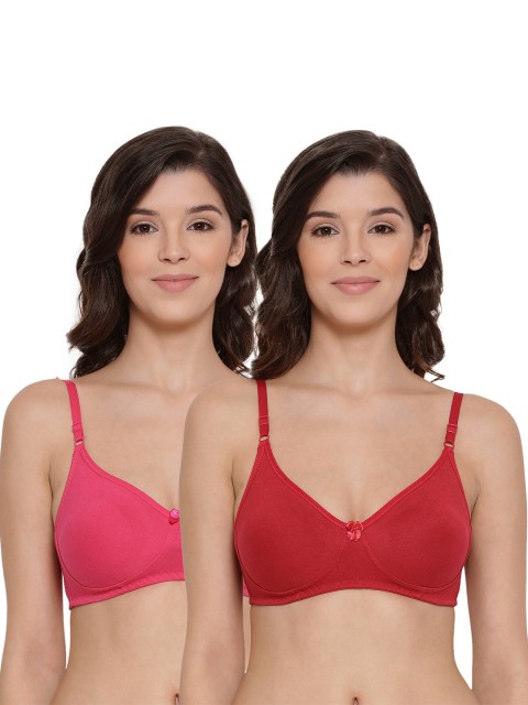 

LYRA Pack of 2 Pink & Red Cotton Lightly Padded Bra LYRA_BRA_511_FUS_REDL_38B_2PC