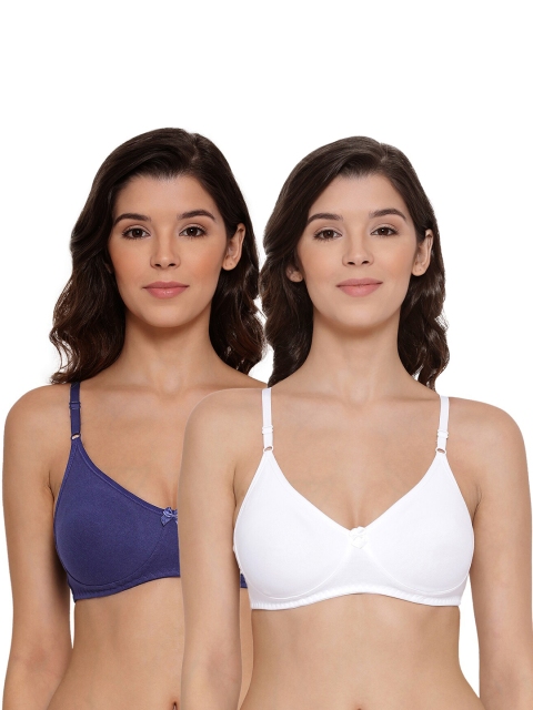 

LYRA Pack of 2 White & Blue Cotton Lightly Padded Bra LYRA_BRA_511_RB_WH_38B_2PC
