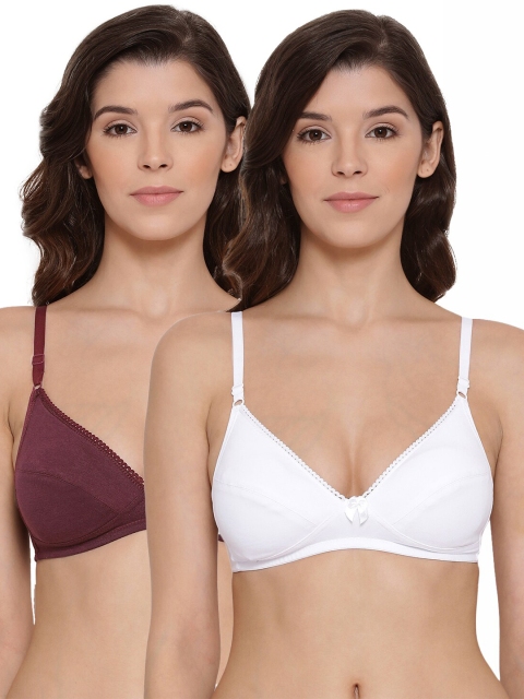 

LYRA Pack of 2 White & Brown Cotton Lightly Padded Bra LYRA_BRA_501_WN_WH_30B_2PC