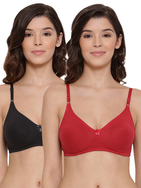 

LYRA Pack of 2 Red & Black Cotton Lightly Padded Bra LYRA_BRA_511_BLK_RDL_38B_2PC