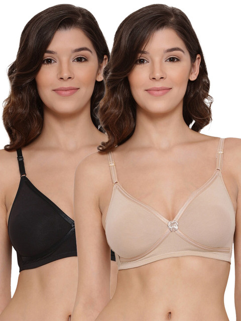 

LYRA Pack of 2 Black & Beige Cotton Lightly Padded Bra LYRA_BRA_512_BL_SK_30B_2PC