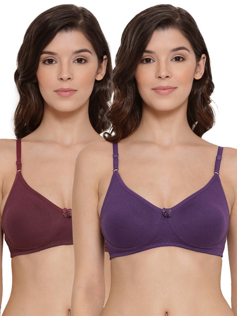 

LYRA Pack of 2 Maroon & Purple Cotton Lightly Padded Bra LYRA_BRA_511_WN_VLT_30B_2PC