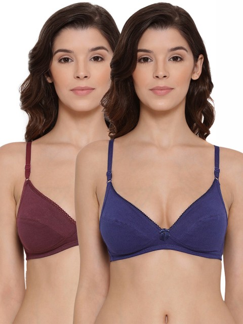 

LYRA Pack of 2 Maroon & Blue Cotton Lightly Padded Bra LYRA_BRA_501_WN_RBLU_30B_2PC
