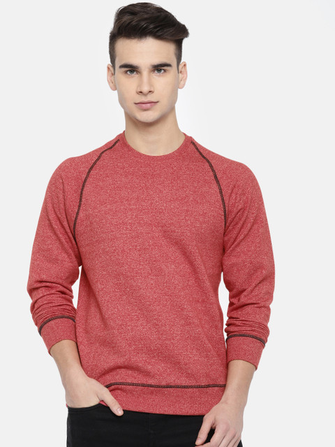 

Park Avenue Men Red Solid Sweatshirt