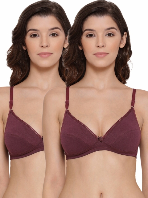 

LYRA Pack of 2 Burgundy Cotton Underwired Lightly Padded Bra LYRA_BRA_501_WINE_30B_2PC