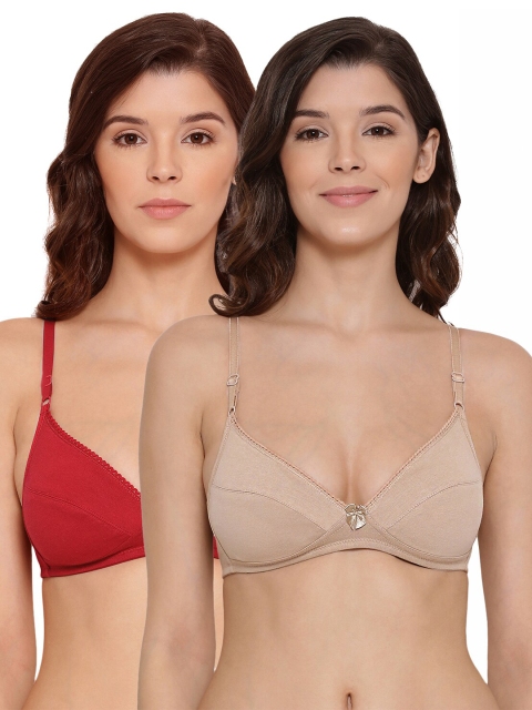 

LYRA Pack of 2 Red & Beige Cotton Lightly Padded Bra LYRA_BRA_501_RDL_SKN_38B_2PC