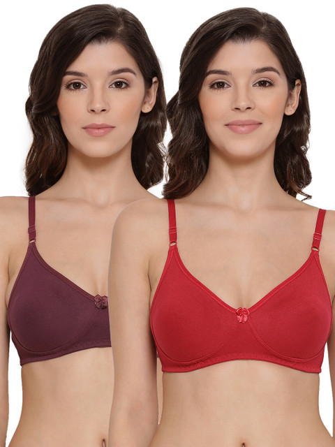 

LYRA Pack of 2 Red and Maroon Cotton Lightly Padded Bra LYRA_BRA_511_WN_RDL_38B_2PC
