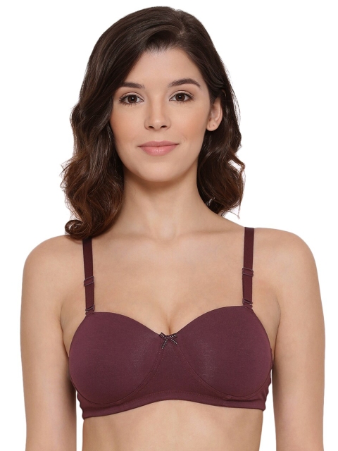 

LYRA Burgundy Underwired Lightly Padded Cotton Bra