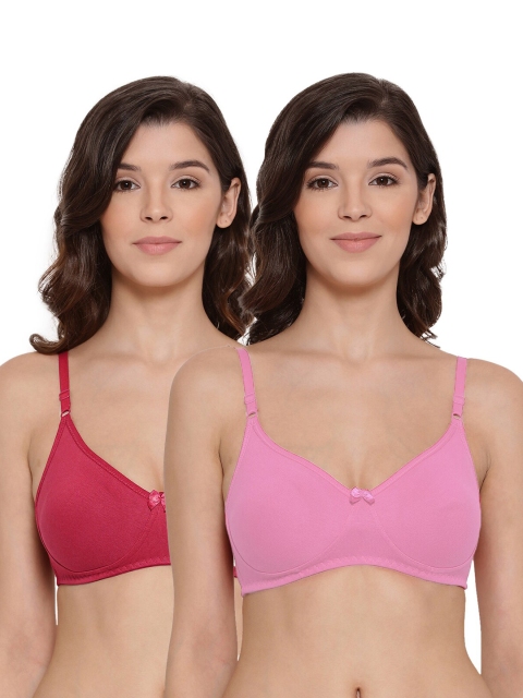 

LYRA Pack of 2 Red & Pink Pure Cotton Underwired Lightly Padded Bra
