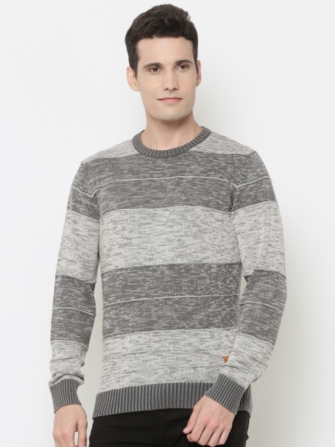 

Louis Philippe Sport Men Grey Striped Sweater