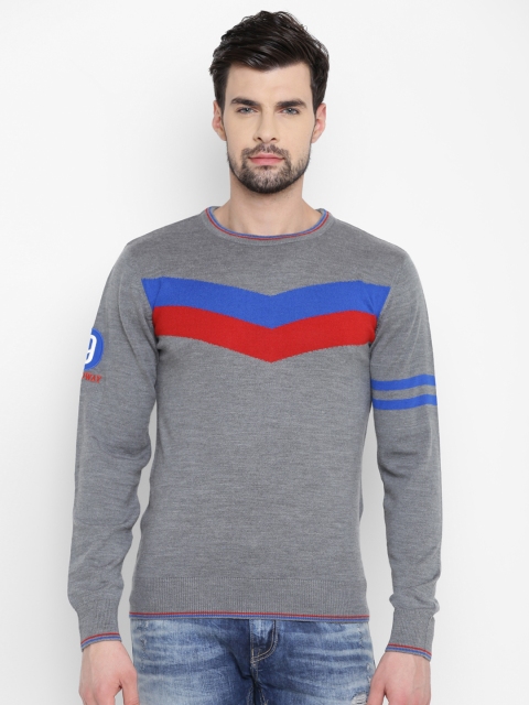 

Louis Philippe Sport Men Grey Melange Self-Design Sweater