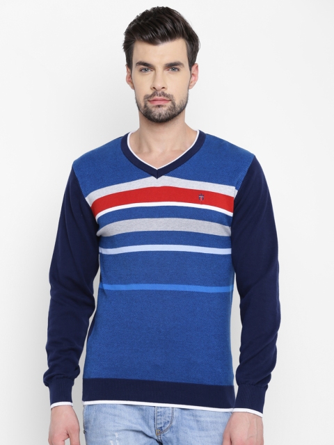 

Louis Philippe Sport Men Blue Striped Sweater