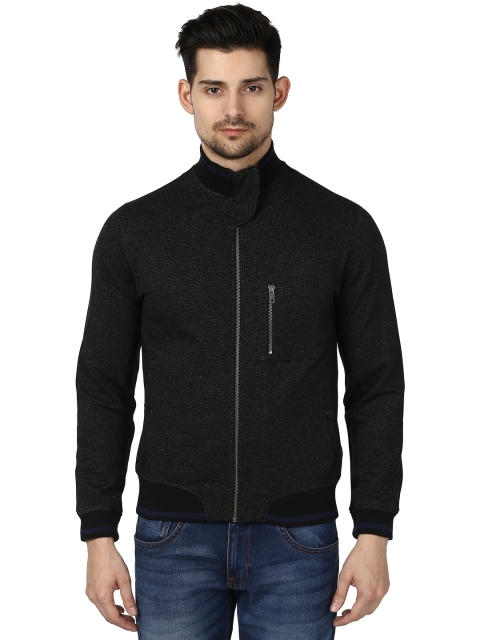 

Park Avenue Men Black Striped Sweatshirt
