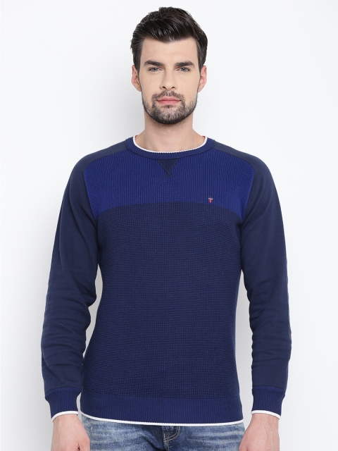 

Louis Philippe Sport Men Blue Self Design Sweater
