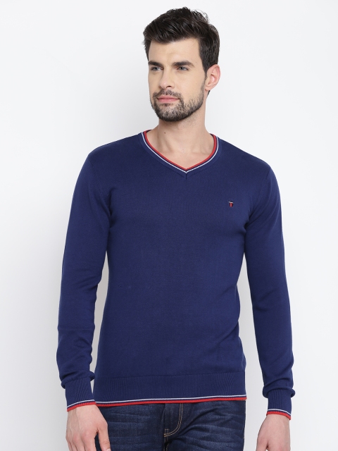 

Louis Philippe Sport Men Navy Blue Solid Sweater