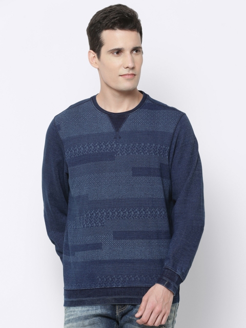 

Louis Philippe Jeans Men Blue Printed Sweatshirt
