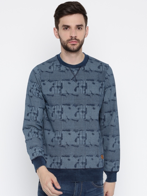 

Louis Philippe Jeans Men Blue Patterned Sweatshirt