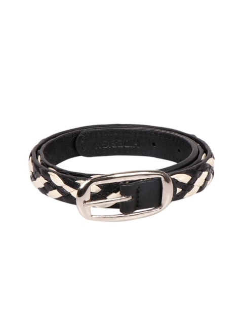 

Hidesign Women White & Black Woven Design Reversible Leather Belt