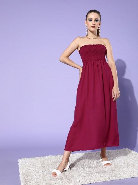 

DODO & MOA Magenta Crepe Midi Dress