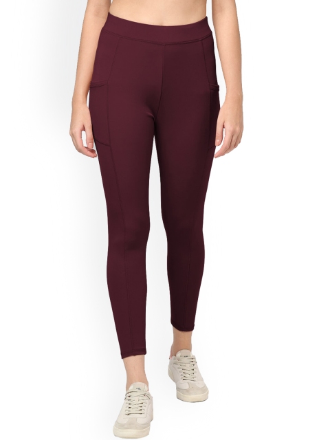 

SHARKTRIBE Women Maroon Solid Tights