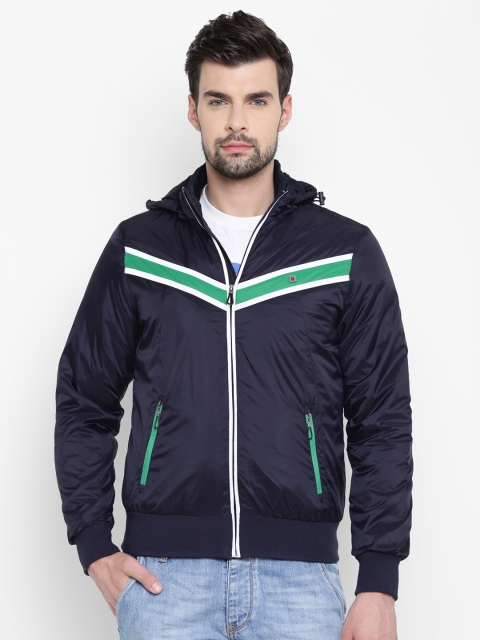 

Louis Philippe Sport Men Navy Blue Solid Jacket with Detachable Hood