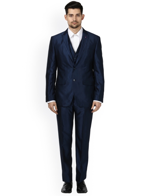 

Park Avenue Navy Blue Solid Woven Slim-Fit Single-Breasted Formal Suit
