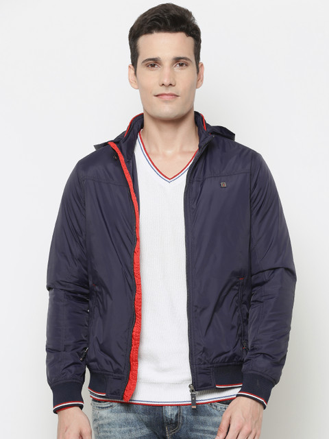 

Louis Philippe Sport Men Navy Blue Solid Bomber Jacket