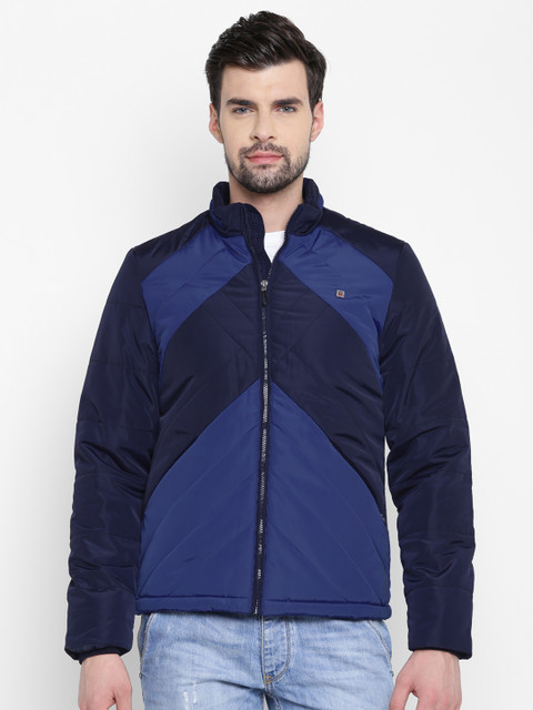 

Louis Philippe Sport Men Blue Colourblocked Padded Jacket with Detachable Hood