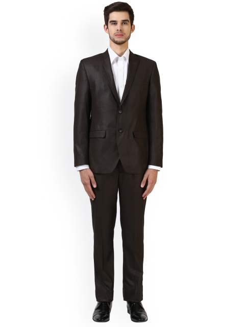 

Park Avenue Brown Solid Woven Slim-Fit Single-Breasted Formal Suit