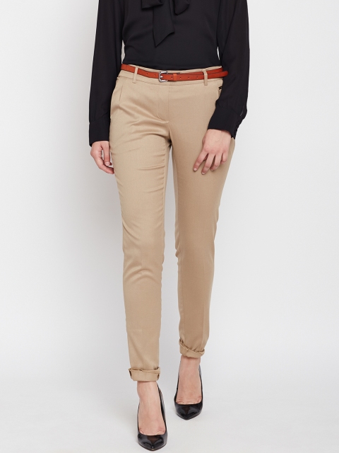 

Park Avenue Woman Women Beige Tapered Fit Solid Formal Trousers