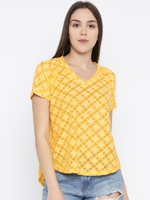 

Park Avenue Women Yellow Self-Design Top