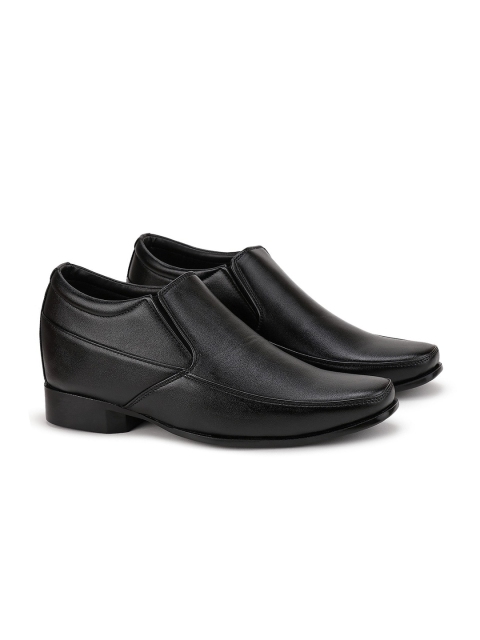 

BERSACHE Men Black Leather Height Increasing Formal Slip On Shoes