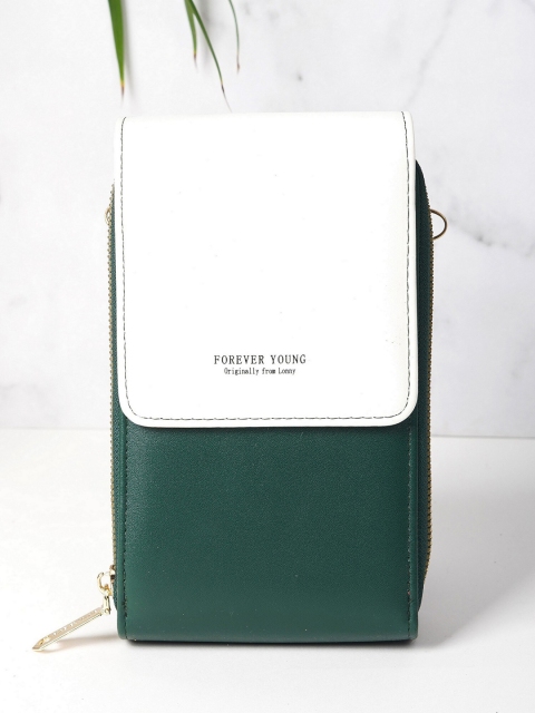 

Diva Dale Green & White Colourblocked Phone Holder Sling Bag