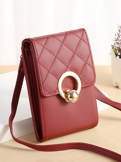 

Diva Dale Maroon Quilted Phone Holder Sling Bag