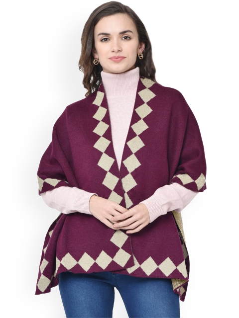 

Bharatasya Women Purple Woven Design Knitted Shawl