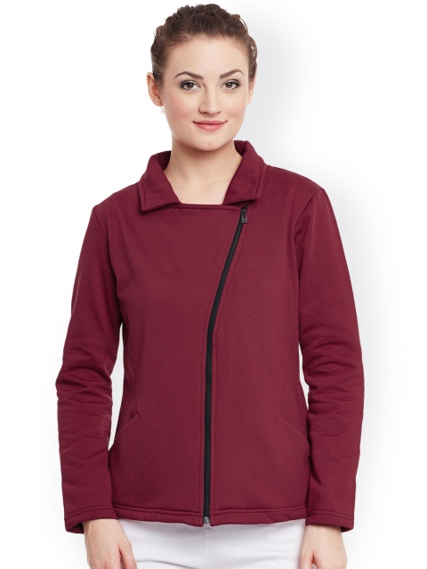 

Belle Fille Women Maroon Solid Jacket